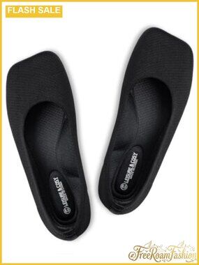 Wide Toe Box Ballet Flats Knit Fabric Dressy Comfort Shoes